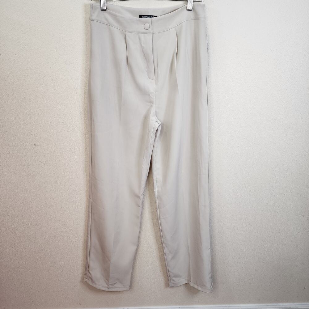Boohoo Tailored Relaxed Fit Trousers Pants Women's Size 8 Sand Beige NWT